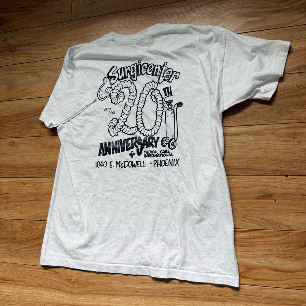 Vintage single stitch White Short Sleeve Tee with Graphic Design